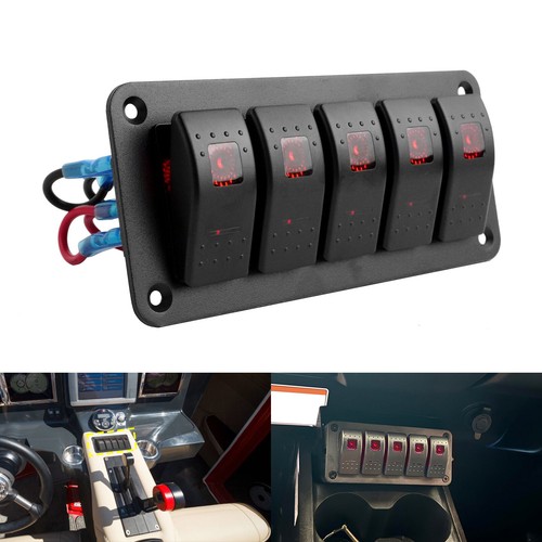 Gang led red rocker switch - 5,