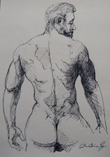 Original Black Ink Drawing of