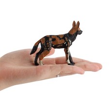 2Pcs Wildlife Animal Action Model Plastic African Wild Dog Figures Kid Toys