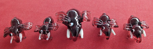Cute set glass elephants - cute, 5
