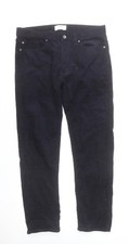 Marks and Spencer Mens Navy Blue Slim Fit Corduroy Chino Trousers 34W 31L