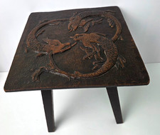 Antique Dragon Fish Table/Stool 29.5 cm T, 31 cm W. Mahogany. Chinese/Oriental