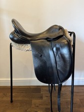 17 1/2” Spalding Brittanica Black English Leather Dressage Saddle M/ W Fit