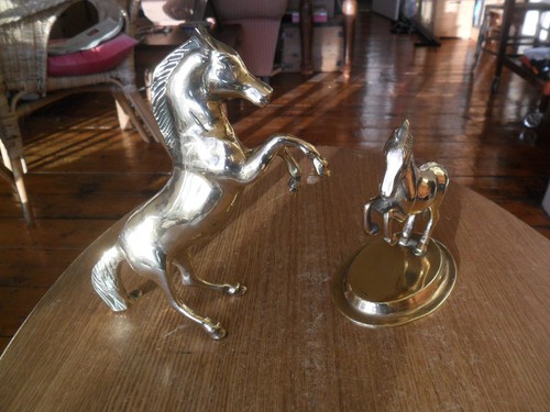Vintage brass prancing rearing - brass,