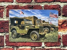 Classic Willys Jeep Iconic WW2 Military Army Vehicle Garage Sign Large 8 x 12"