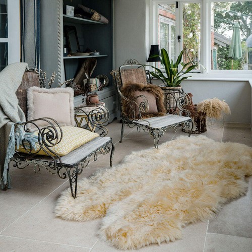 Cream sheepskin rug - sheepskin, (quad)