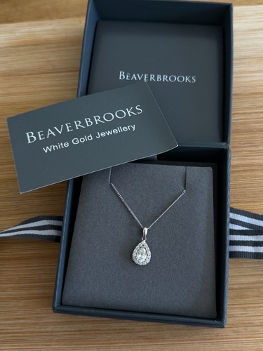 9ct white gold halo teardrop - white,