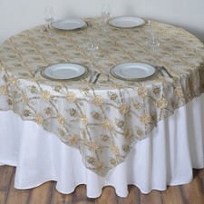 Champagne FLOWERS LACE 72x72"