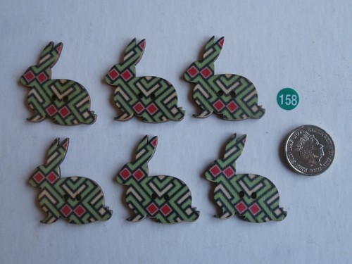 Small wooden rabbit buttons - , x