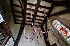 Photo A2 Stoughton: St. Mary's Church: Bell pull ropes in the south tran c2015