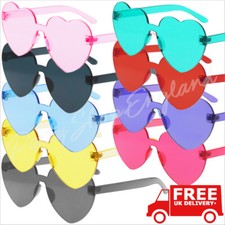 Rimless Heart Shaped Sunglasses Womens Sunglasses Festival Hen Party Accessories
