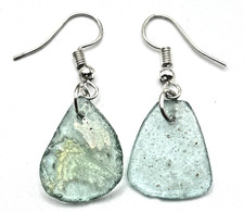 Ancient-style aqua glass earrings ~2cm | Roman shard dangle jewellery