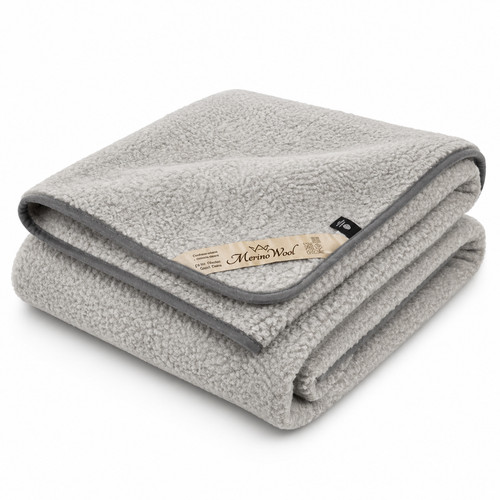Grey merino wool blanket - merino, warm