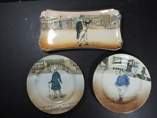 Royal Doulton Dickens Sandwich Tray & 2 Plates Captain Cuttle Fat Boy & Micawber