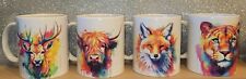 Set Of 4 Animal Print Mugs