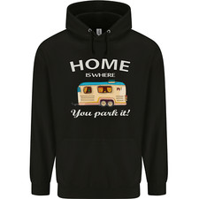 Home Is Where You Park It Caravan Funny Mens 80% Cotton Hoodie