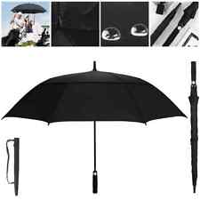 Extra Large Golf Umbrella Automatic Black Windproof Wind Vented Canopy Storm UK