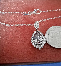 Dazzling Diamonique Pendant, White Crystals Faux Mystic Topaz Necklace. Boxed