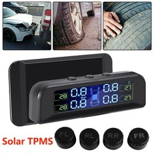 LCD Car Tire Pressure Monitoring System 4 External Sensors Wireless Solar TPMS
