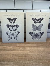 2 Ikea Pjatteryd Canvas Art Wall Decor Meadow Butterflies Woodland Ivory Gray