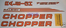 RALEIGH CHOPPER MK2 DECAL SET IN GLOSS ORANGE & BLACK OUTLINE