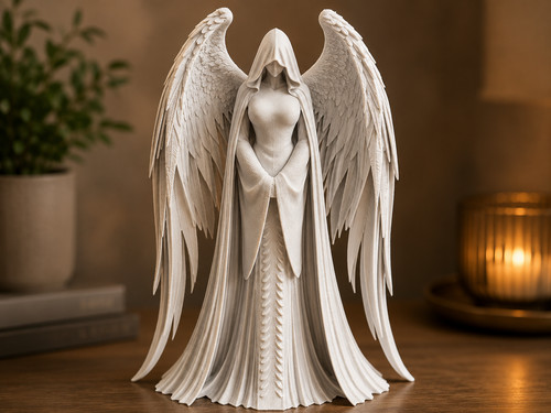 Hooded guardian angel - hooded, statue