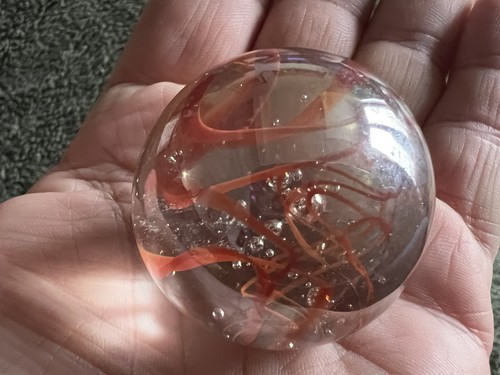 Large orange spaghetti glass - large,