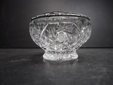 Vintage Crystal Glass Rose Bowl Posy Vase ~ Pin Wheel with Frog