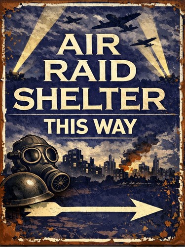 Air raid shelter this way - shelter,