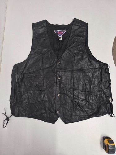 Vintage leather waistcoat - , 50"