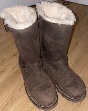 UGG® AUSTRALIA NOIRA BROWN LEATHER & SHEEPSKIN BOOTS UK 4.5 EUR.37   US.6 