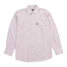 Moschino Shirt Mens Medium M White Red Stripe Cotton Vintage 90s Glam Rave