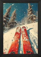 Ski Vintage Skiing Framed Wall