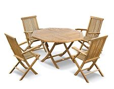 Teak Outdoor Dining Set - Lymington 1.2m Folding Table & 4 Folding Chairs