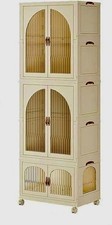 Foldable Portable Wardrobe Storage Cabinet with Double Doors, Multi-layers