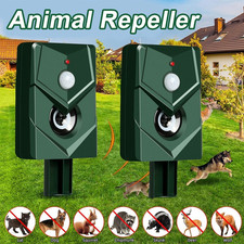 2X Battery Ultrasonic Garden Deterrent Repeller  Bird Cat Scarer Pest Fox Dog
