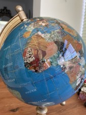 Large Semi Precious Stone Globe – Vintage Decorative Gemstone World Globe 