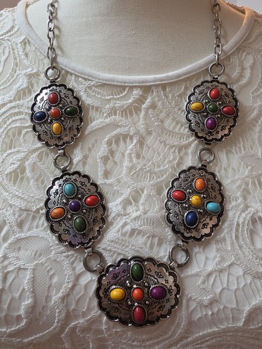 Multi stone silver finish - multi-stone, silver-finish