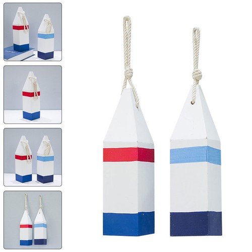 2pcs wooden buoy decor - wooden,