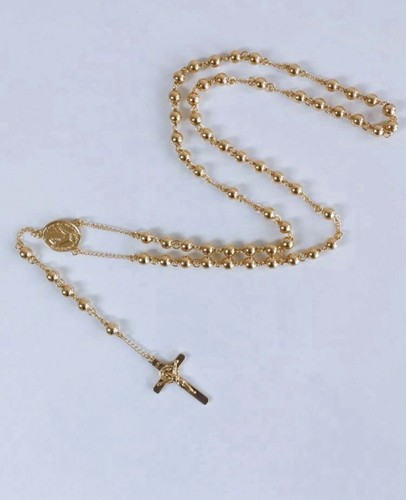 Gold stainless steel rosary - steel,