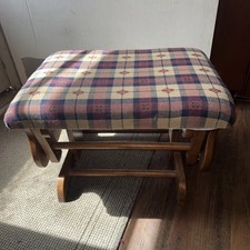 Vtg Oak Wood Gliding Ottoman