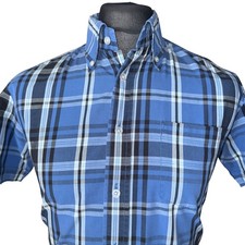 BRUTUS TRIMFIT Shirt Mens MEDIUM (38") Short Sleeve Blue Check