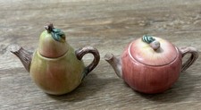 Mini RuSS Ceramic Apple and Pear Teapot Trinket Box Set