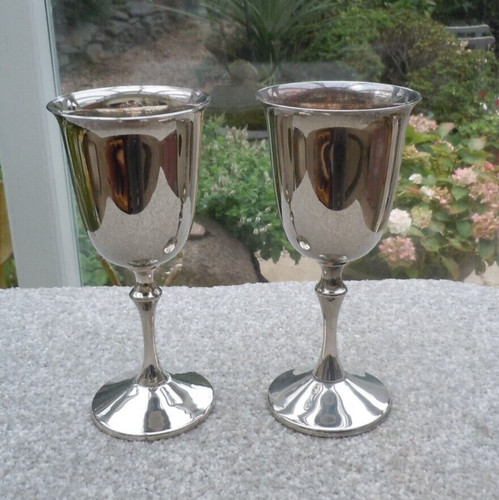 Pair silver plated goblets