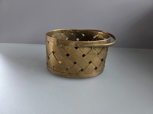 Vintage brass basket with - vintage,