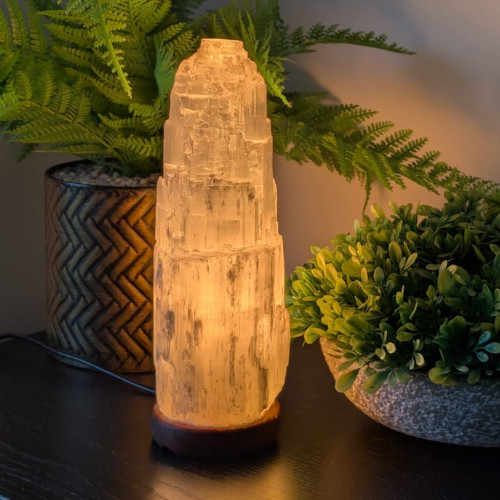 Selenite tower crystal lamp - tower,