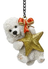 Vivid Arts Hanging Mini Star White Poodle Puppy Dog Ornament - Indoor or Outdoor