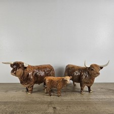 Beswick Highland Cattle Family Bull, Cow & Calf. Highland Cow Family Beswick Cow