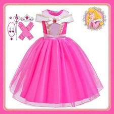 Girls Aurora Princess Costume Sleeping Beauty Dress Up Outfit Kids Birthday Gift