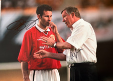 Ryan Giggs & Sir Alex Ferguson Hand Signed Man Utd Dual 16x12 Legend Photo + COA
